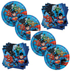 Justice League Dessert Plates and Napkins Set for 16 Guests - set overview