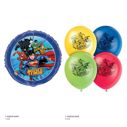 Justice League Foil and Latex Balloon Bundle - included packs and quantities