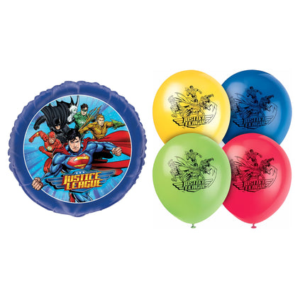 Justice League Foil and Latex Balloon Bundle - set overview