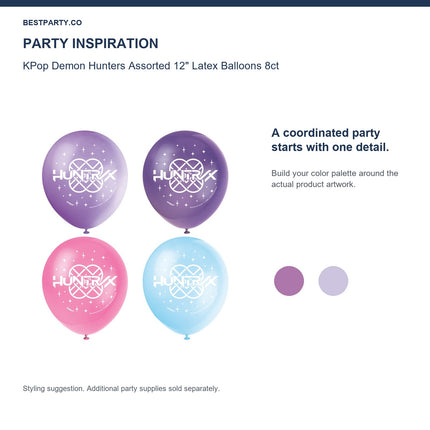 KPop Demon Hunters Assorted 12" Latex Balloons 8ct — color coordination idea