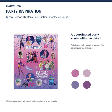 KPop Demon Hunters Foil Sticker Sheets, 4 Count — color coordination idea