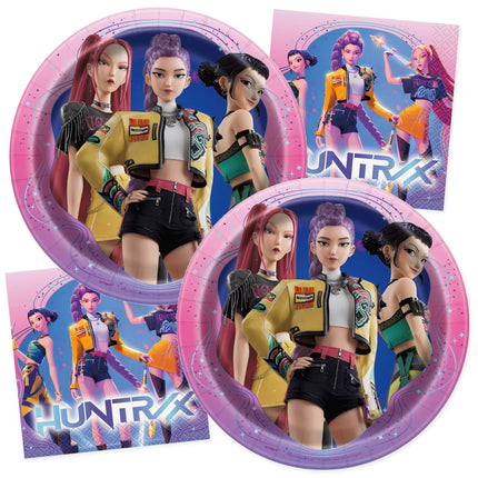 KPop Dessert Plates and Napkins Set for 32 Guests - coordinated party set