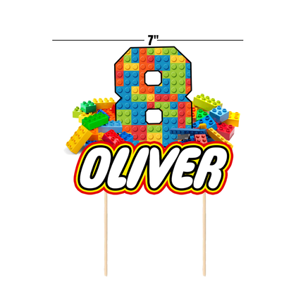 Lego Building Blocks Custom CardStock Cake Topper 7"