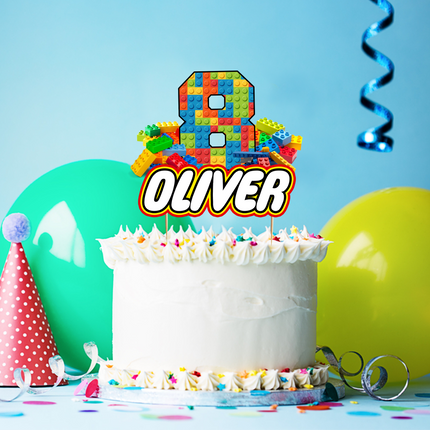Lego Building Blocks Custom CardStock Cake Topper 7"