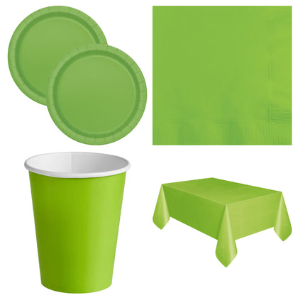 Lime Green Solid Coordinated Party Supplies Set for 16 Guests - set overview