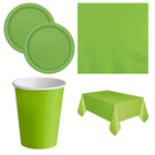 Lime Green Solid Coordinated Party Supplies Set for 16 Guests - set overview