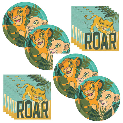 The Lion King Dinner Plates and Napkins Set for 16 Guests - set overview