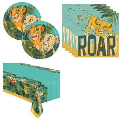 The Lion King Plates, Napkins and Tablecloth Set for 16 Guests - set overview