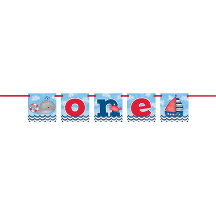 Little Sailor Nautical First Birthday Block Banner