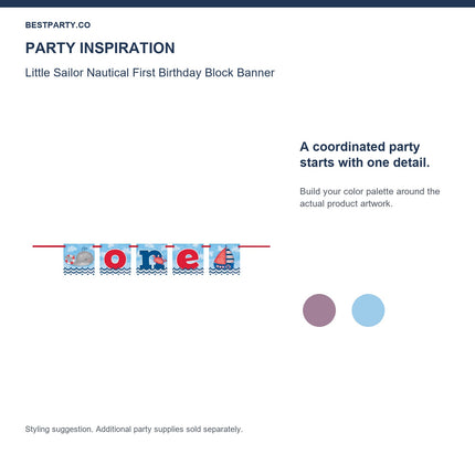 Little Sailor Nautical First Birthday Block Banner — color coordination idea