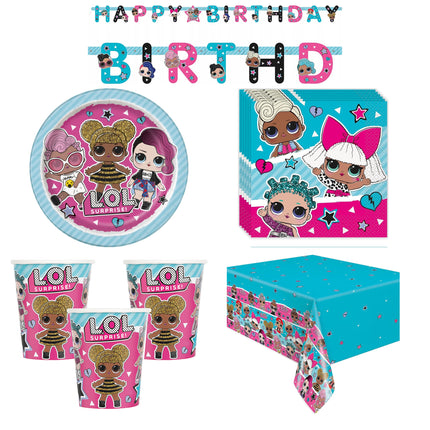 LOL Surprise Coordinated Party Supplies Set for 16 Guests - set overview