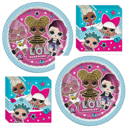 LOL Surprise Dinner Plates and Napkins Set for 32 Guests - set overview