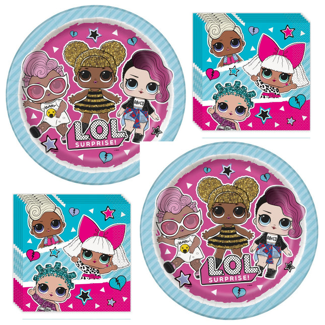 LOL Surprise Dinner Plates and Napkins Set for 32 Guests - set overview