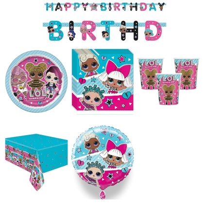 LOL Surprise Party Supplies and Foil Balloon Set for 16 Guests - set overview