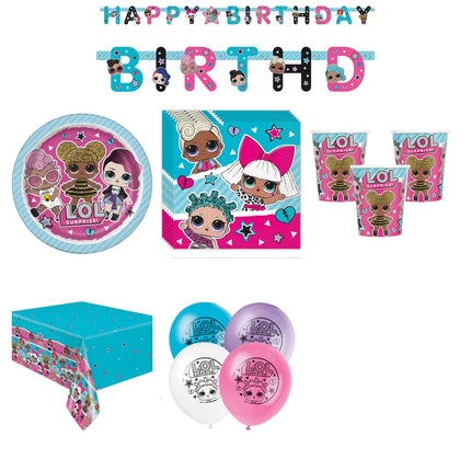 LOL Surprise Party Supplies and Latex Balloons Set for 16 Guests - set overview