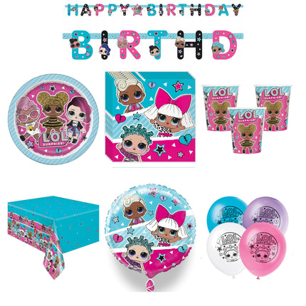 LOL Surprise Party Supplies, Foil and Latex Balloons Set for 16 Guests - set overview