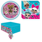 LOL Surprise Plates, Napkins and Tablecloth Set for 16 Guests - set overview