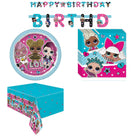 LOL Surprise Plates, Napkins, Banner and Tablecloth Set for 16 Guests - set overview