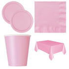 Lovely Pink Solid Coordinated Party Supplies Set for 16 Guests - set overview