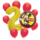 Mickey Mouse 2nd birthday set main: number 2 foil, themed foil and 8 matching latex balloons