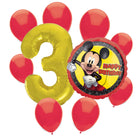 Mickey Mouse 3rd birthday set main: number 3 foil, themed foil and 8 matching latex balloons