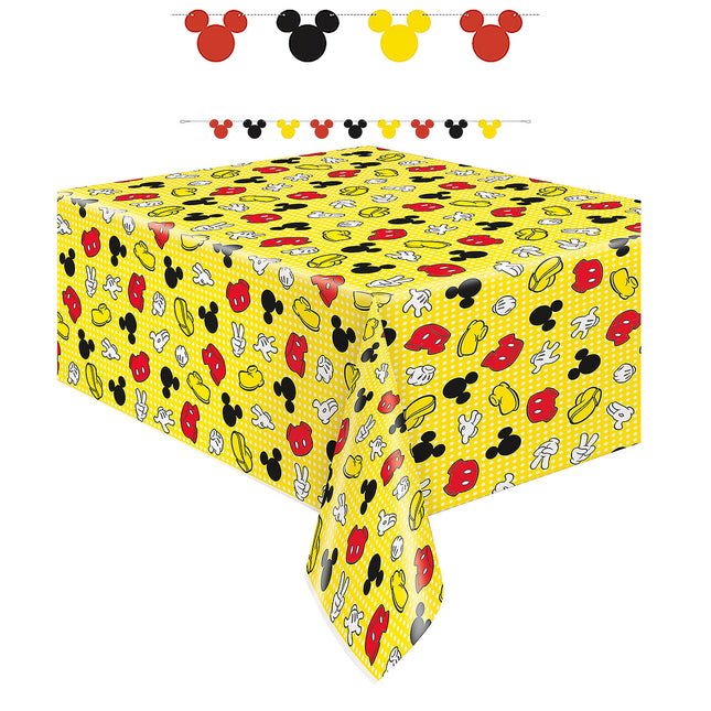 Mickey Mouse Banner and Tablecloth Decoration Set - set overview