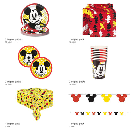 Mickey Mouse Coordinated Party Supplies Set for 16 Guests - included packs and quantities