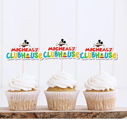 Mickey Mouse Birthday Custom Name Cupcake Toppers 10 ct