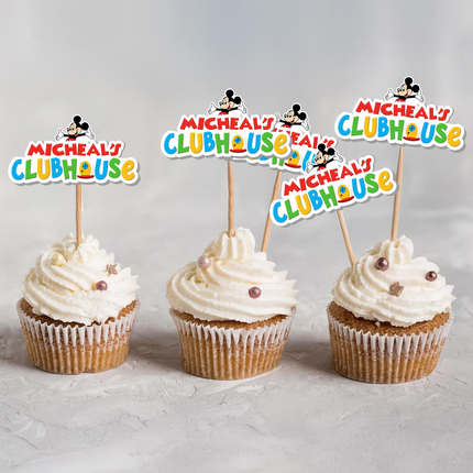 Mickey Mouse Birthday Custom Name Cupcake Toppers 10 ct