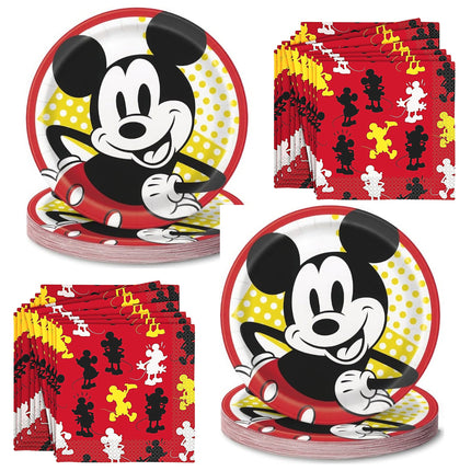 Mickey Mouse Dinner Plates and Napkins Set for 32 Guests - set overview