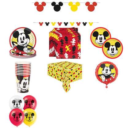 Mickey Mouse Party Supplies, Foil and Latex Balloons Set for 16 Guests - set overview