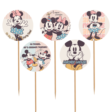 Mickey and Minnie Vintage Cupcake Toppers – 10 Ct