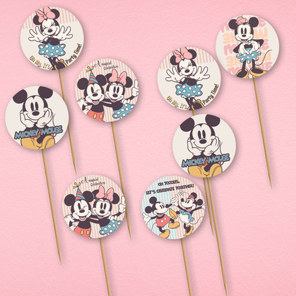 Mickey and Minnie Vintage Cupcake Toppers – 10 Ct