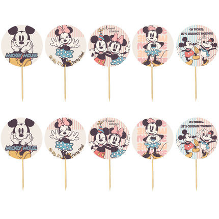 Mickey and Minnie Vintage Cupcake Toppers – 10 Ct