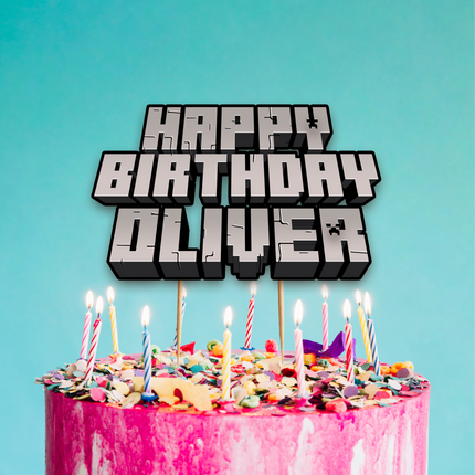 Minecraft Party CardStock Cake Topper 7"