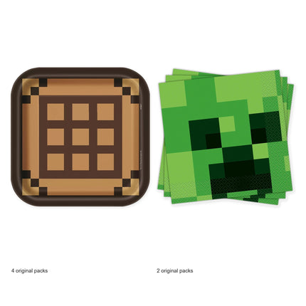 Minecraft Dinner Plates and Napkins Set for 32 Guests - original package contents