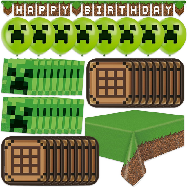 Minecraft Birthday Decorations – Serves 16 Guests