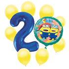 Minions 2nd birthday set main: number 2 foil, themed foil and 8 matching latex balloons