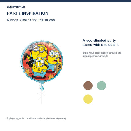 Minions 3 Round 18" Foil Balloon — color coordination idea