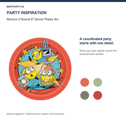 Minions 3 Round 9" Dinner Plates 8ct — color coordination idea