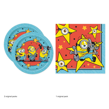 Minions Dessert Plates and Napkins Set for 16 Guests - original package contents