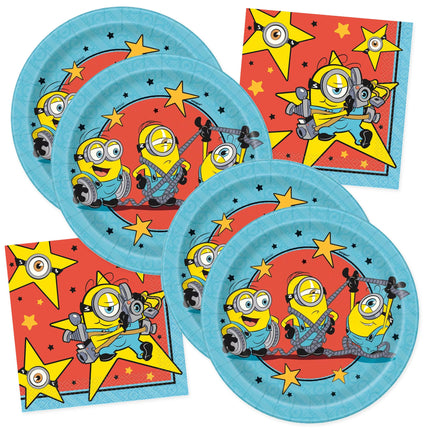 Minions Dessert Plates and Napkins Set for 16 Guests - coordinated party set