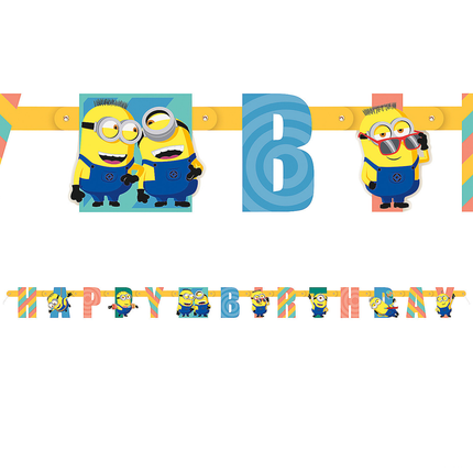 Minions Despicable Me 4 Happy Birthday Banner
