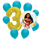 Moana 3rd birthday set main: number 3 foil, themed foil and 8 matching latex balloons