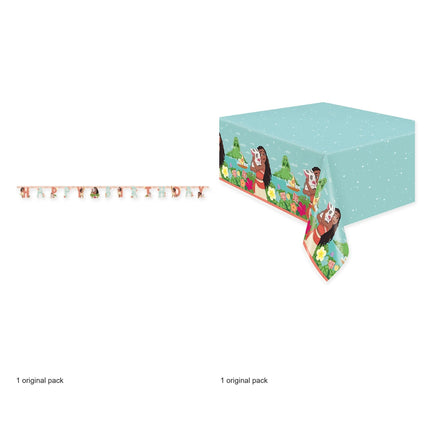 Moana Birthday Banner and Tablecloth Set - original package contents