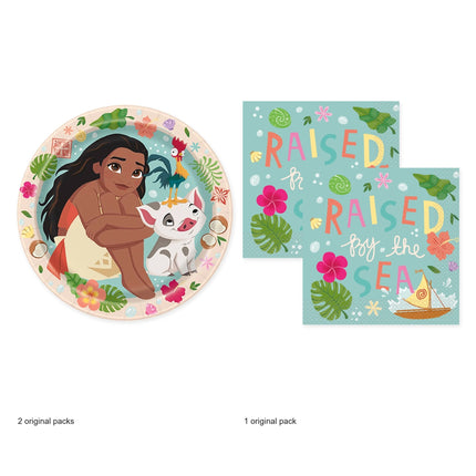 Moana Dessert Plates and Napkins Set for 16 Guests - original package contents