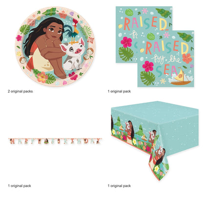 Moana Dessert Tableware and Decorations Set for 16 Guests - original package contents