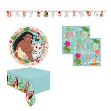 Moana Dessert Tableware and Decorations Set for 16 Guests - coordinated party set
