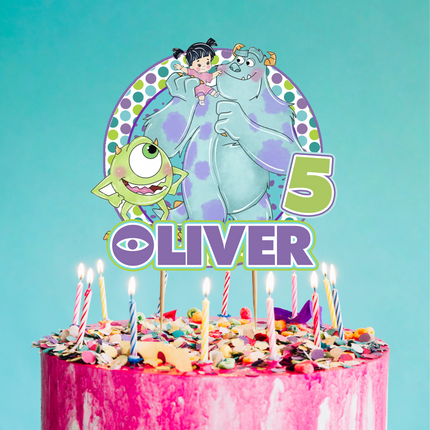 Monsters Inc Cardstock Cake Topper – 7" Disney Pixar Birthday Party Decoration