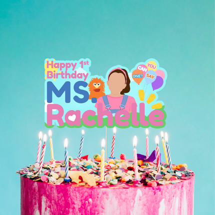 Ms. Rachel Custom CardStock Cake Topper 7"